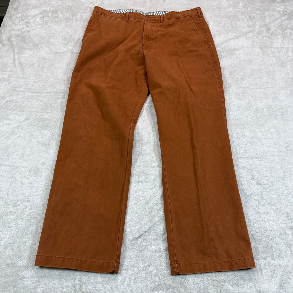 Cremieux Madison Mens 38x32 Rust Brown Cotton Chino Straight Leg Pants Casual